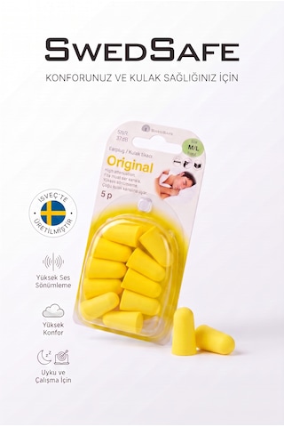 Kulak Tıkacı, M/l Boyut, 5 Çift, 37 Db Gürültü Azaltma, Yumuşak Köpük