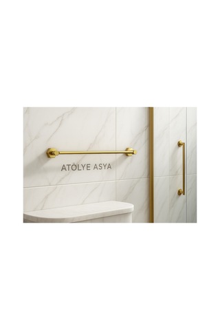 Atölye Asya %100 Pirinç Kendinden Yapışkanlı Tekli Havlu Askısı / Vidalama Gerekmeyen Gold