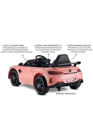 Öykü Bebek Dünyası 444 Gtr 12 Volt Lüks Akülü Araba Açık Pembe