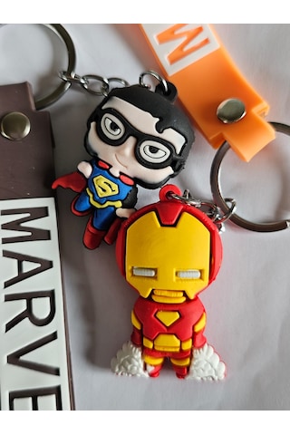 Ironman Ve Superman Silikon Çift Anahtarlığı Ve Çanta Aksesuarı