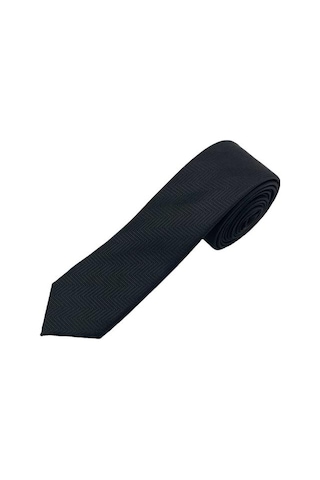 Brianze 5 Cm Siyah Balıksırtı Desenli Slim Kravat