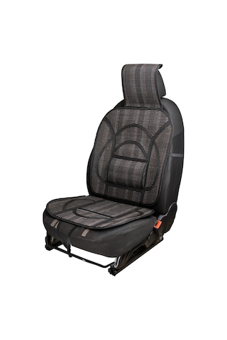 Oto Hasır Bambu Minder Ön Gri İkili Takım Bel Destekli Terletmez Wf-1811-bk