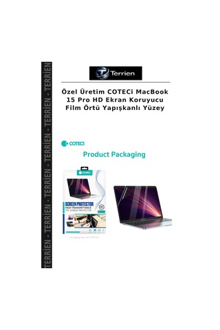 Özel Üretim Coteci Macbook 15 Pro Hd Ekran Koruyucu Film Örtü Yapışkanlı Yüzey