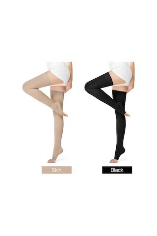 Teltree Uzun Süre Oturan/kalkışanlar İçin Bacak Kan Akışını İyileştirici, Daraltıcı Ve Destekleyici, 2. Seviye, Kalçaya Kadar, Ayağa Açık, Ten Rengi, Xxl Bilezikler Çok Renkli