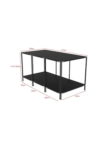 2 Katlı Renkli Paketleme Masası - Atölye, Depo, Hobi Çalışma Masası - Mavi Mavi-177x93 Cm-100 Cm Çok Renkli