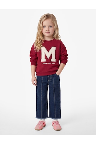 Koton Bisiklet Yaka Baskılı Aplike Detaylı Uzun Kollu Sweatshirt Bordo 7wmg10006ak