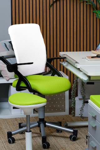 Creo Mobili Yükseklik Ayarlı Vega Plus Çalışma Sandalyesi, Ofis Ve Bilgisayar Koltuğu Beyaz/yeşil Gri