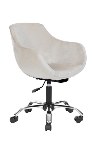 Krom Metal Ayaklı Ofis Çocuk Odası Çalışma Sandalyesi Monoko Bej