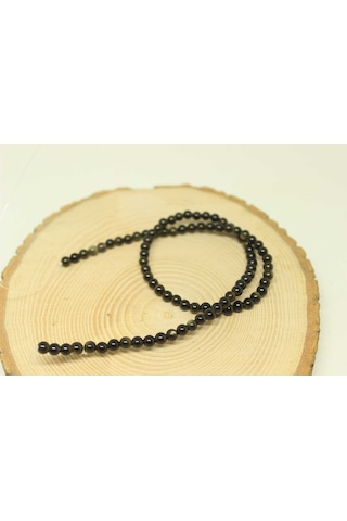 Golden & Siyah Obsidyen Taşı 4,5mm/10 adet Altın