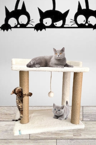 Nursoft Ponponlu Kedi Yatağı Kedi Tırmalama 47 CM