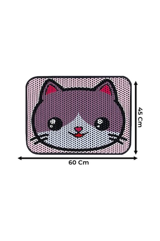 Renkli Desenli Elekli Kedi Tuvalet Önü Paspası 45 X 60 Cm Küçük Pembe - 834019563