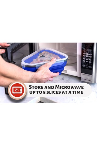 Moveevo Mutfak-grade Silikon Pizza Saklama Kutusu - 5 Fırın Uygun Servis Tepsili, Katlanabilir, Leak-proof, Bpa-free Mavi Mavi