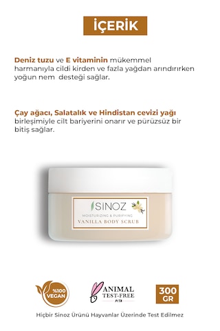 Sinoz Vanilya Arındırıcı Ve Nemlendirici Vücut Peelingi 300 G