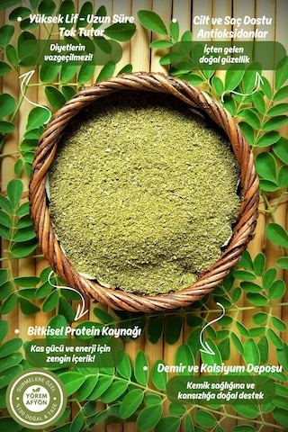 Yörem Afyon Yaşamın Yeşil Mucizesi Süper Güç Moringa Yaprağı Toz Moringa Oleifera 45gr.