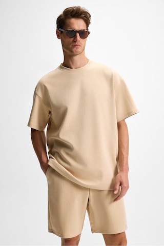 Grimelange DONYEL Erkek Bisiklet Yaka Kısa Kol Regular Bej T-Shirt