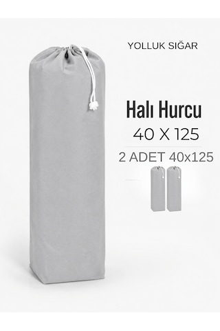 Beylini 40x125 Halı Hurcu Yolluk Sığar Lastikli Nefes Alabilir Kokmaz Tela Lastikli Halı Kılıfı Poşeti Ambalajı Taşınma Yastık Saklama Torbası Gri 2 Adet