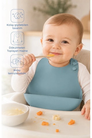 Babyjem Mini Silikon Mama Önlüğü Mint