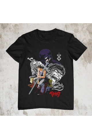 Noıssey Kırmızı Etiket Berserk Anime 90s Graphic Unisex T-shirt 14507 Siyah