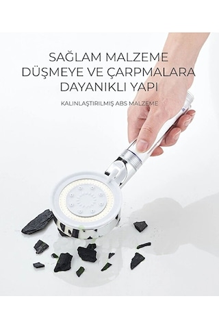 Mucit Home Spa Modlu Filtreli Duş Başlığı 5 Fonksiyonlu Duş Fiskiyesi Beyaz