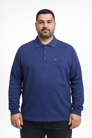 Classics Men Simenti Büyük Beden Erkek Polo Yaka Sweatshirt - 7564 Mavi