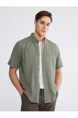 Lcwaıkıkı Classic Haki Regular Fit Poplin Erkek Gömlek