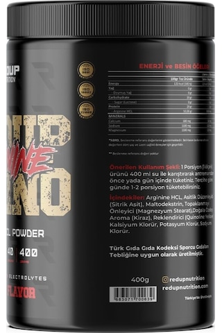 Redup Nutrition Arjinine 40 Servis 400gr Kiraz Aromalı