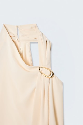 Sateen Aksesuar Detaylı Kolsuz Bluz - Bej-137510