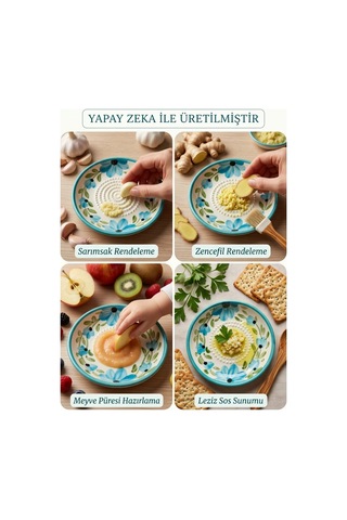Bsg Design Seramik Sarımsak Ve Zencefil Rende Tabağı 13 Cm - El Yapımı Çini Rende - 945375397 Diğer