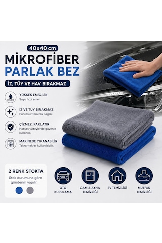 Muggio 40x40 Mikrofiber Parlak Bez Oto Kurulama Temizlik Bezi İz Tüy Hav Bırakmaz 1 Adet