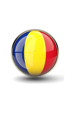 Romanya Romania Bayrak Rozeti - Paslanmaz Çelik Yuvarlak Yaka Rozeti Çok Renkli