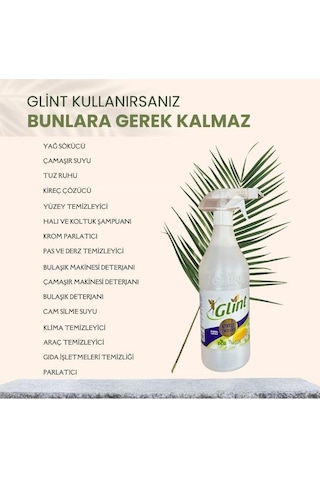 Glint 2 X 1 Litre %100 Çok Amaçlı Temizleyici Vegan Leke Çıkarıcı - Yağ Çözücü 2 Adet 2'li Set
