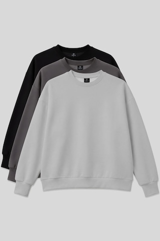 Tommy Life Basic Oversıze O Yaka 3lü Paket Siyah-koyu Gri- Taş Kadın Sweatshirt - 97053 Siyah - Gri