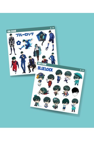 Bluelock-rin İtoshi-parlak Kağıt -2li Sticker Set-telefon Süsleme Blue Lock Etiket Mavi