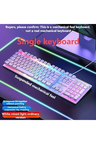 Techbloom Yeni Gx30z Kablolu Klavye Mekanik Hissi Klasik Stil White Wired Classic Rainbow Light Tek Klavye Oyun Ofis Bilgisayar Diğer