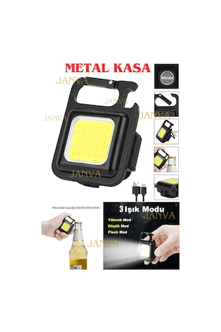 1200 Mah Mini Led, Anahtarlı El Feneri, Flash, Mıknatıslı , Su Geçirmez, Şişe Açacaklı , Şarjlı