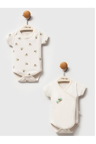 Moi Noi Baby Moi Noi 2li Baskılı Çıtçıtlı Badi - Ekru