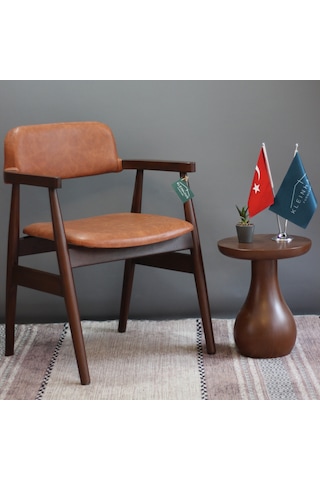 Kleinhaus - Busan Kolçaklı Ahşap Sandalye - Yemek Odası Sandalyesi Koyu Ceviz