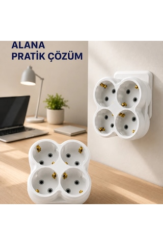 Tek Prizi 4 Lü Yapan Priz Adaptörü Direkt Prize Takılan Çoklayıcı 2 Adet Set Diğer