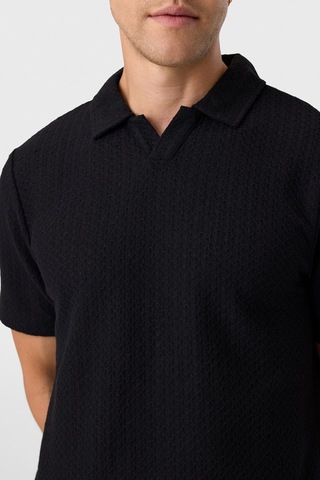 Back And Bond Regular Fit Düğmesiz Siyah Polo Yaka Tişört