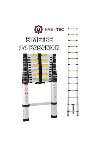 Teleskopik Merdiven 5 Metre 14 Basamaklı Düz Uzayan