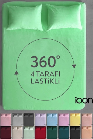 İqon Ranforce Dokuma Lastikli Çarşaf Takımı Tek Kişilik - 21 Renk Yeşil