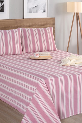 Sport Çizgili Çarşaf + Yastık Kılıfı Seti Çift Kişilik Soft Line Bordo Bordo