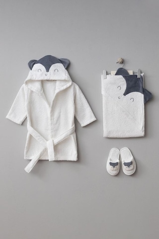 Bebitof %100 Pamuk Tilki Desenli Bebek Bornoz Seti Bbtf.byz.30045 0 - 24 Ay