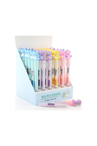 1 Adet Dinozor Tasarımlı Ledli Kurşun Kalem Led Işıklı Tasarım, Okul Ve Hobi Kullanımı, 17 Cm, Pencil, Model Alk1767 Sarı