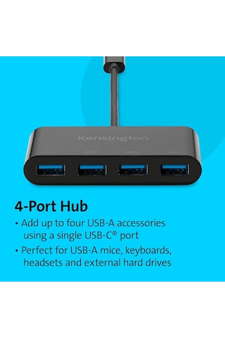 Kensington Ch1200 Usb-c 10gbps 4-port Hub, 4 Usb 3.0 Ile Usb Tipi