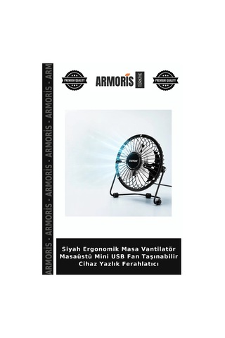 Siyah Ergonomik Masa Vantilatör Masaüstü Mini Usb Fan Taşınabilir Cihaz Yazlık Ferahlatıcı