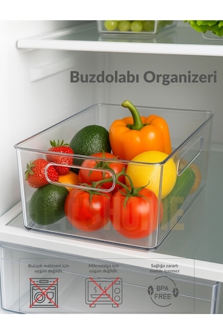 Jet's Home Buzdolabı İçi Düzenleyici Saklama Organizeri Bpa Free Düzenleyici Darbeye Dayanıklı 29x20x9 Cm Şeffaf