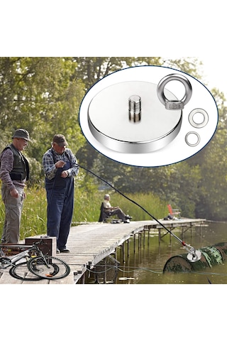 Magnet Fishing, 100mm Dev Boy Askılı Güçlü Büyük Neodyum Mıknatıs, Kurtarma Mıknatısı