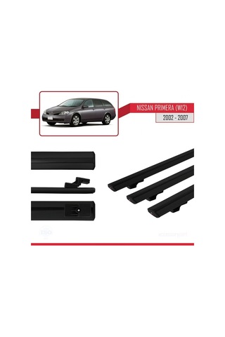 Nissan Primera W12 2002-2007 Arası İle Uyumlu Basic Model Ara Atkı Tavan Barı Siyah 3 Adet