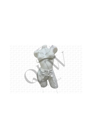 Beyaz Dantelli Jartiyer Takım - Quw60-1008-01